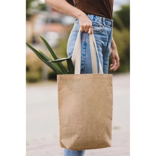 Jeco jute boodschappentas - Beige