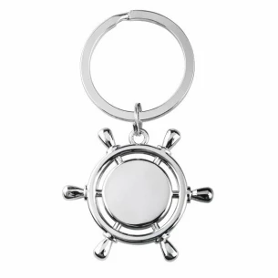 Stuur metalen sleutelhanger - Zilver