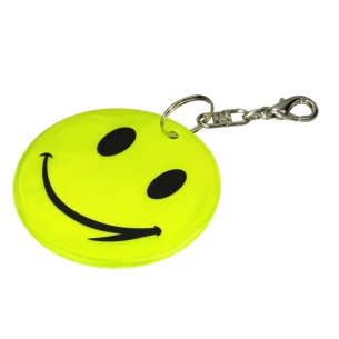 Glimlach reflecterende sleutelhanger - Geel