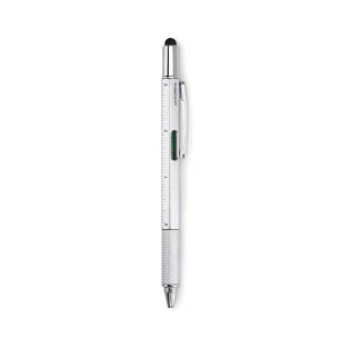Waterpasstift met liniaal - TOOLPEN - mat zilver