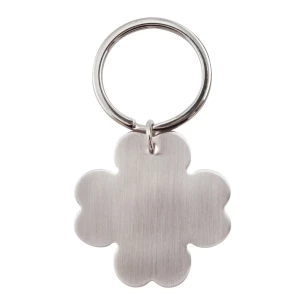 Metalen sleutelhanger met klavertje 4 - Zilver