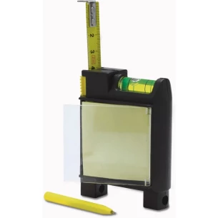 Meetlint van 2 m, waterpas, notitieblok, pen - Zwart