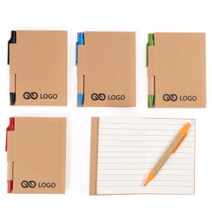 Eco1 notitieblok met pen - Blauw