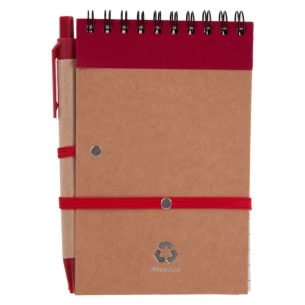 Eco2 notitieblok met pen - Rood