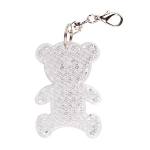 Reflecterende plastic beer sleutelhanger - Wit