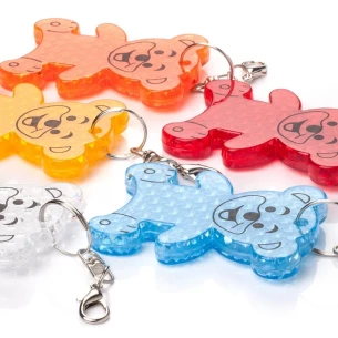 Reflecterende plastic beer sleutelhanger - Geel