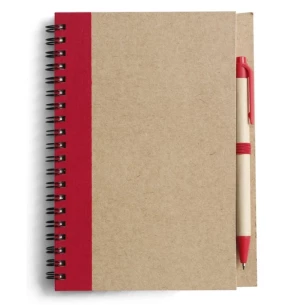 Eco3 notitieblok met pen - Rood