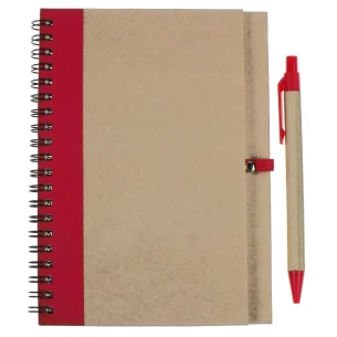 Eco3 notitieblok met pen - Rood