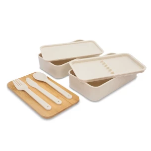Victor lunchbox dubbel - Beige