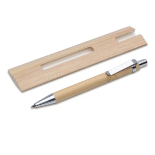 Bamboe, eeuwigdurende balpen/potlood in Lakimus-etui - beige