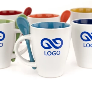 Mok met lepel - Lepel - Blauw