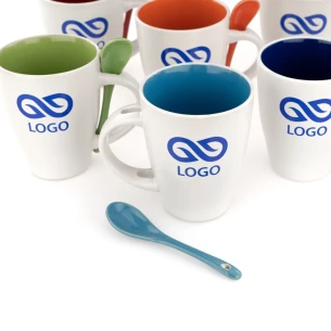 Mok met lepel - Lepel - Blauw